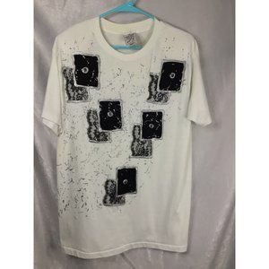 K.W.B.L. Vintage T-shirt  Size Medium White Rhinestone, Glitter and Lace